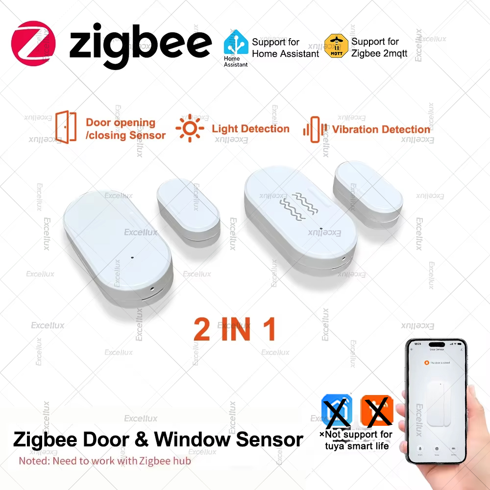 Door Window Sensor - Zigbee 3.0 Tür-Fenster-Sensor mit Helligkeit/Vibrationssensor, Smart