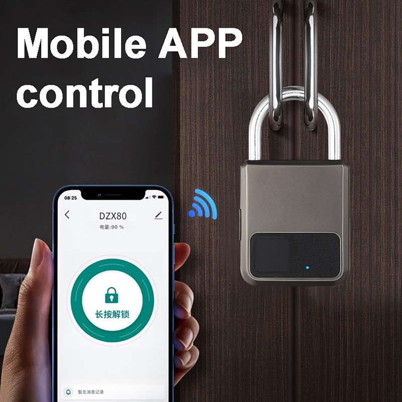 Smart Door Lock - Tuya Smart Vorhängeschloss, 20-Zahlen-Fingerabdruckschlösser, Diebstahlsicherung, USB-Aufladung,