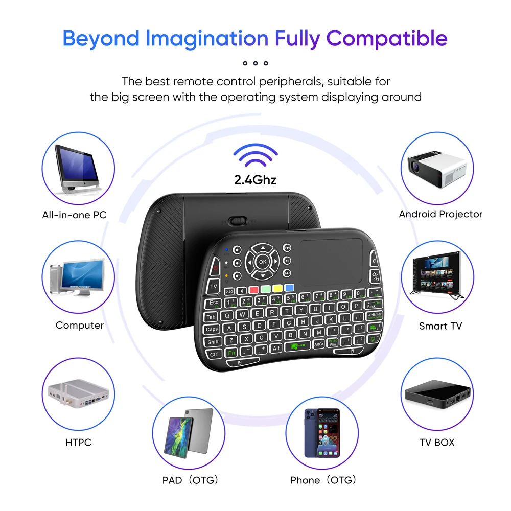 Smart Home Keyboard - Mini-Tastatur mit Gyroskop, Dual-Modus, 2,4G BT5.0,