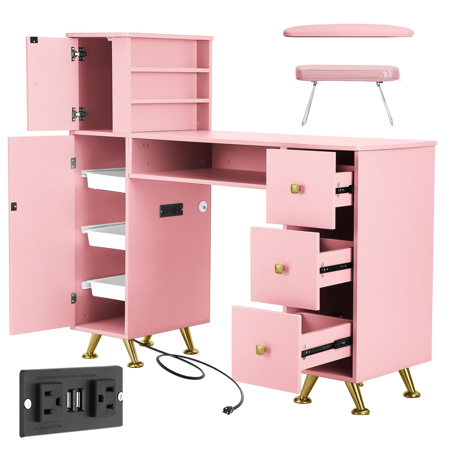 Smart Home Pc - Rosa Nageltisch für Nageltechniker, Schreibtisch für