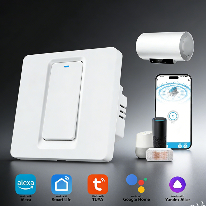 Smart Home Button - Intelligenter Warmwasserbereiterschalter/WiFi- und Bluetooth-Touch-Steuerung, funktioniert mit