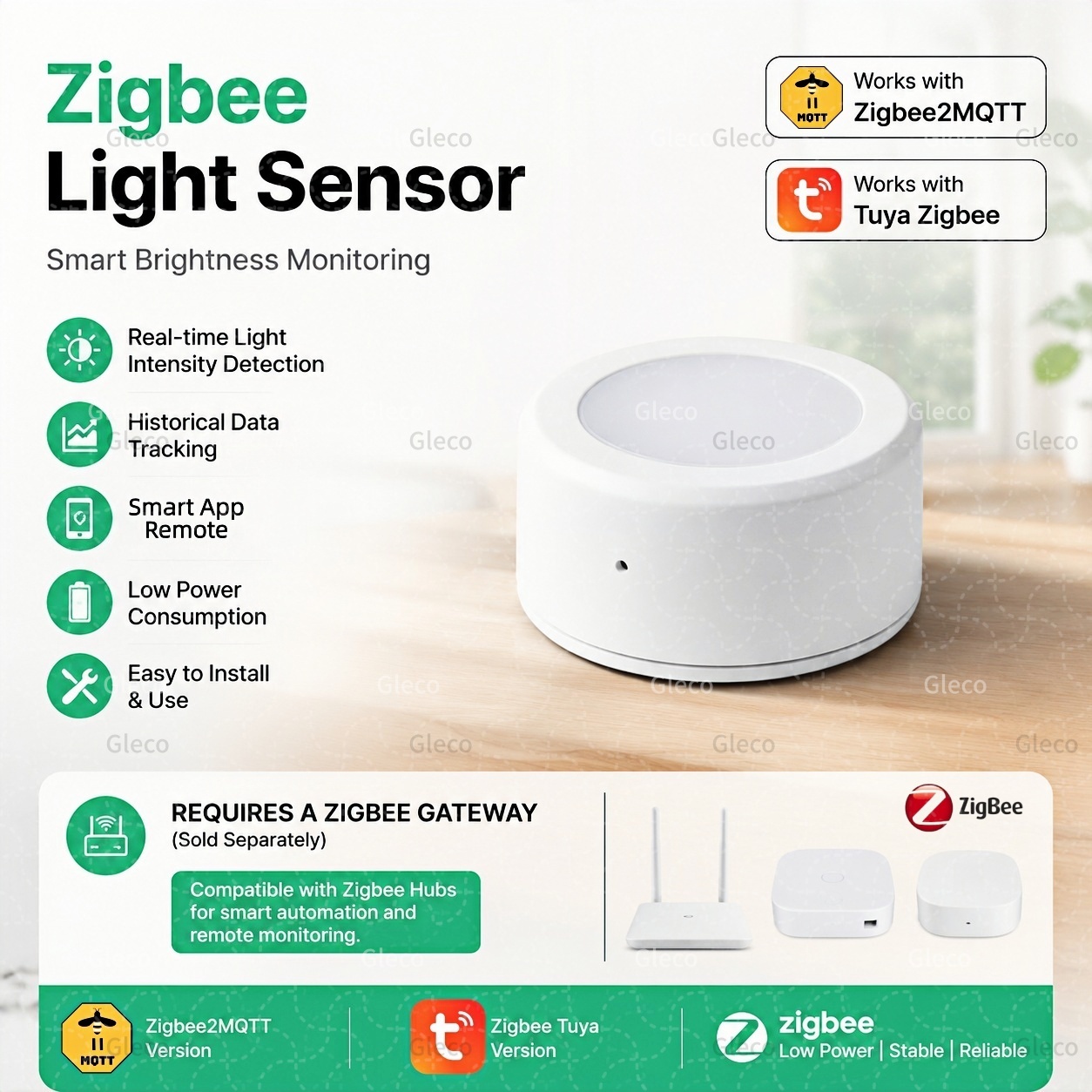 Smart Home Hub - ZigBee Luminance Lichtsensor Helligkeits- und Beleuchtungsmelder