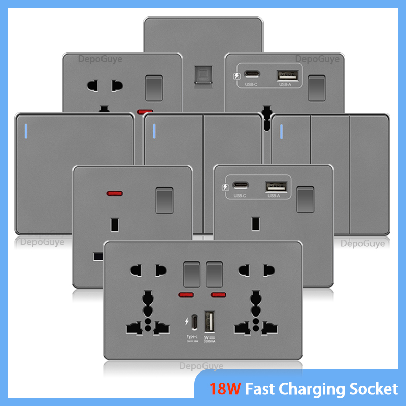 Smart Wall Socket - UK 13A mit USB Typ-C 18W