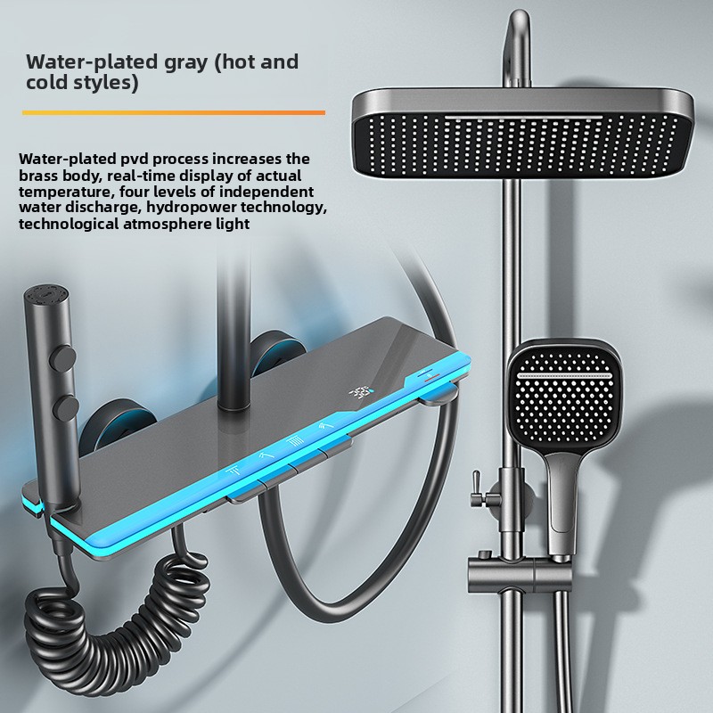 Smart Home Lighting - Intelligentes Digitales Thermostat-Duschset mit Ambientebeleuchtung, Komplett