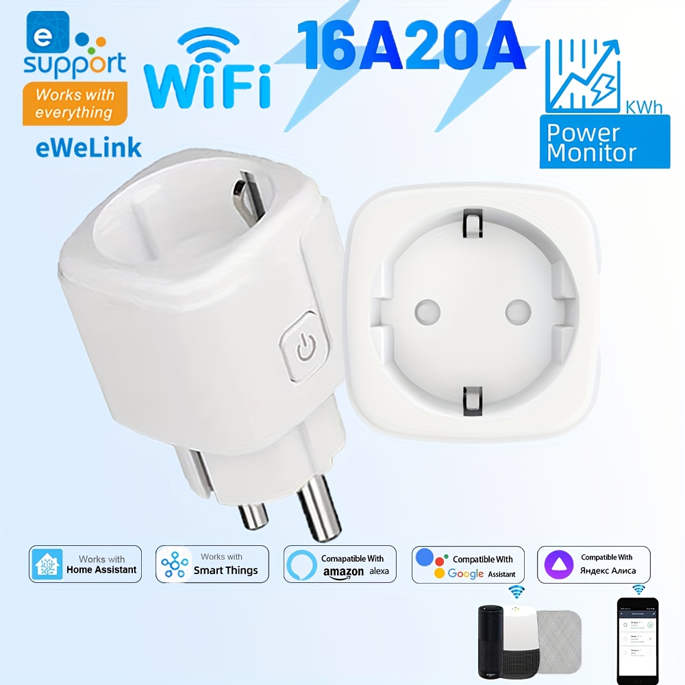 Smart Wall Socket - EWeLink Smart WiFi Socket EU-Fernbedienung/Timer-Schalter/Batteriezählung, kompatibel