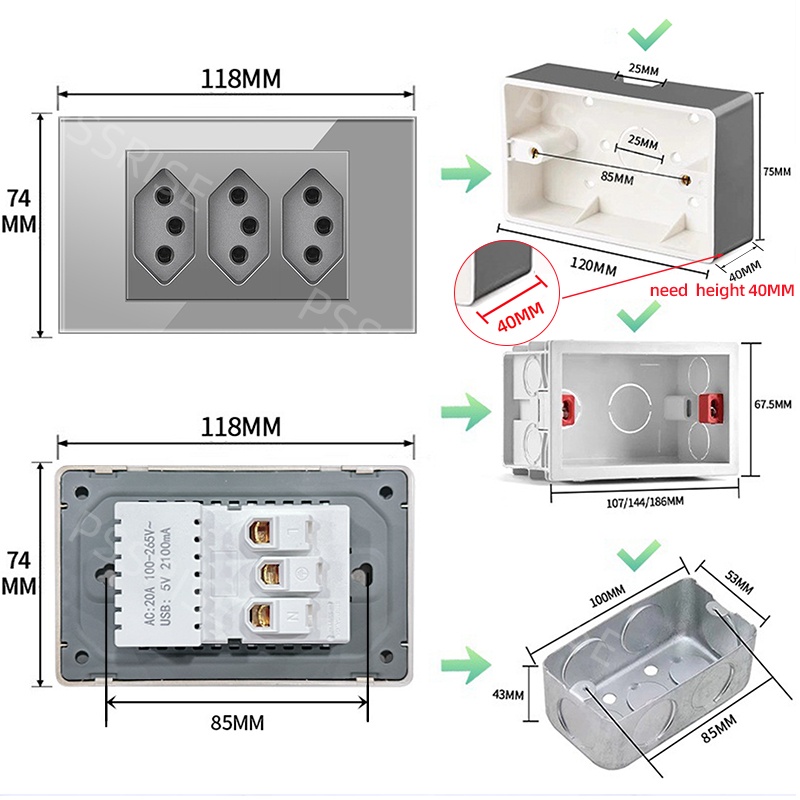 PSSRISE Grauer Glas-Vollschalt – Smart Wall Socket Bewertung und Preis
