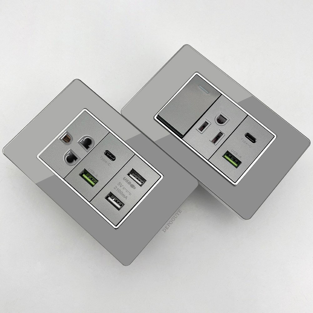 Graue Gehärtete Glas-Steckdose – Smart Wall Socket Bewertung und Preis