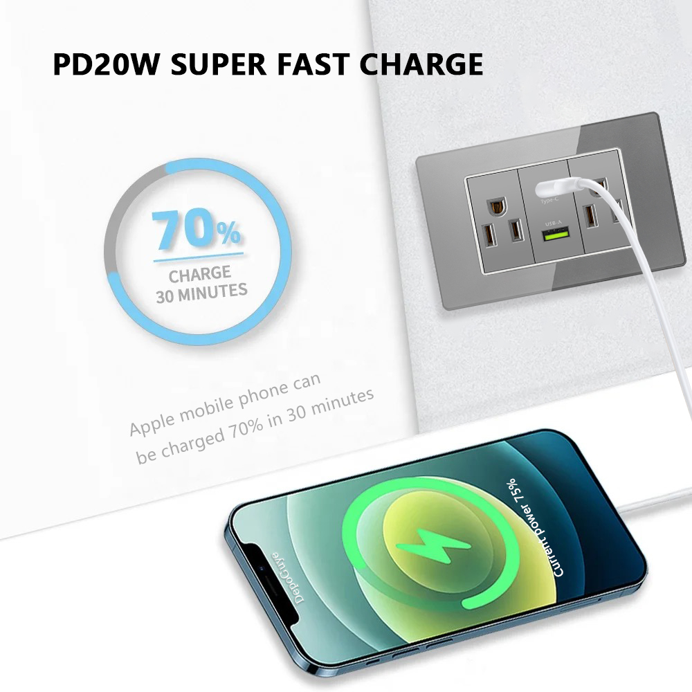Graue Gehärtete Glas-Steckdose – Smart Wall Socket Bewertung und Preis